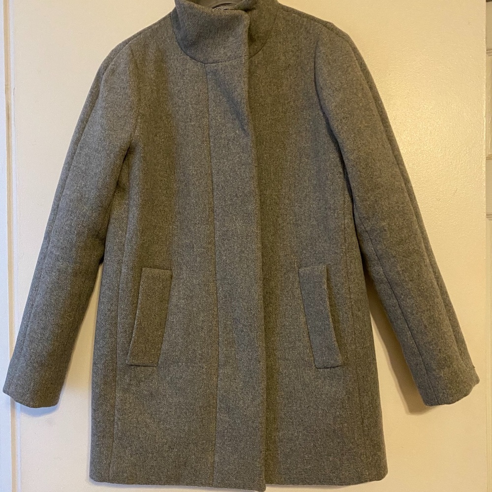 J. Crew Grey Wool City Coat size 0 Like New